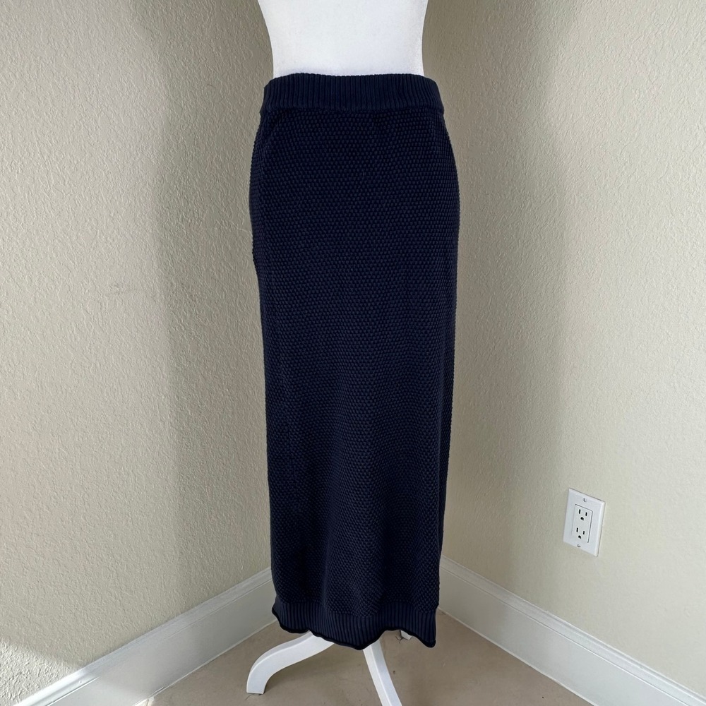 Free People FP Beach Maxi Skirt Womens Small Navy Blue Boho Textured Knit